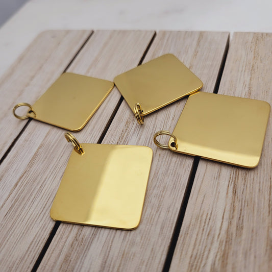 3 cm X 3 cm Square Shape Laser Engraving Blanks -Rose Gold, Steel Silver & Gold