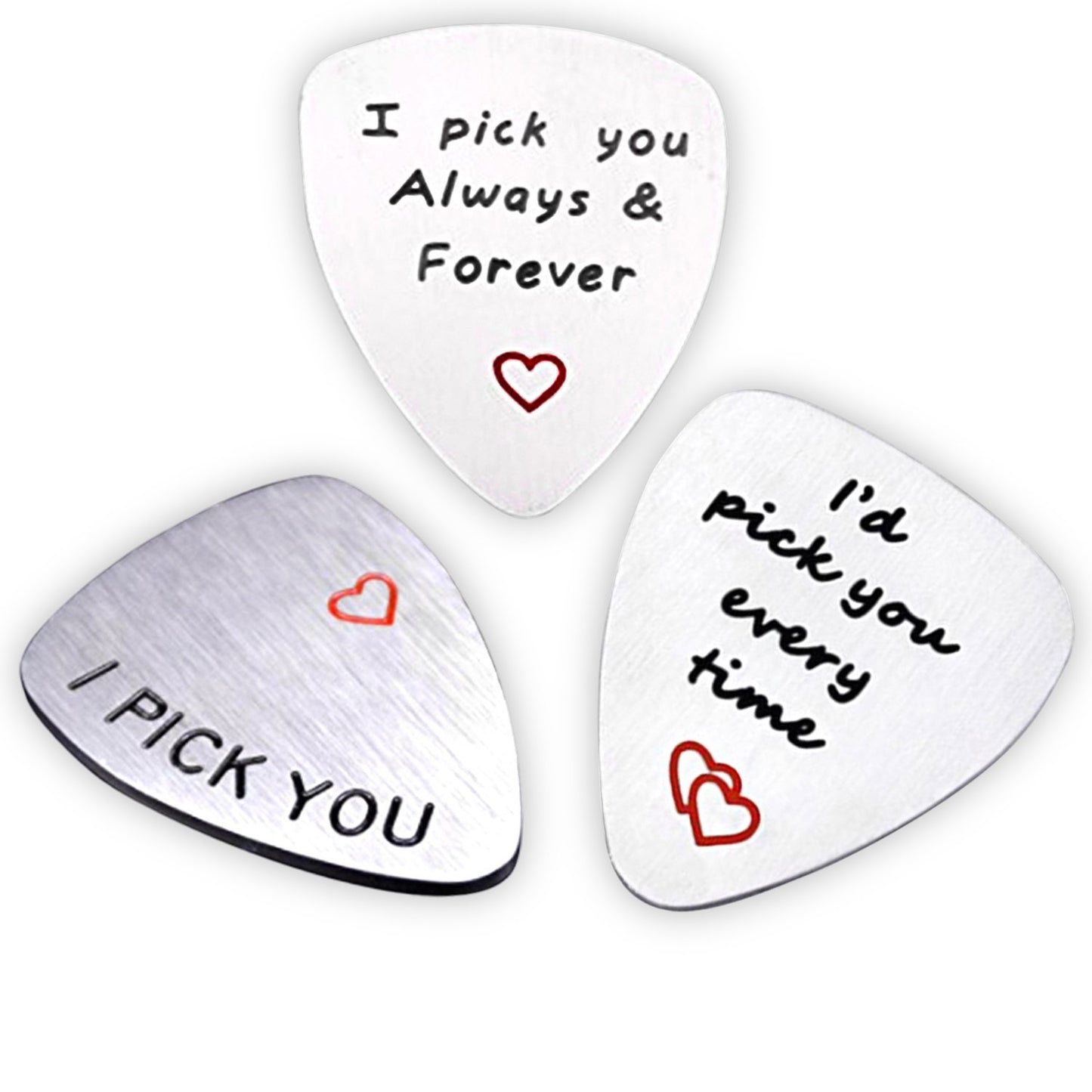 NationInFashion 3 PACK Guitar Picks with "I pick you", "i'd pick you every time", "i pick you always and forever" coin - NationinFashion