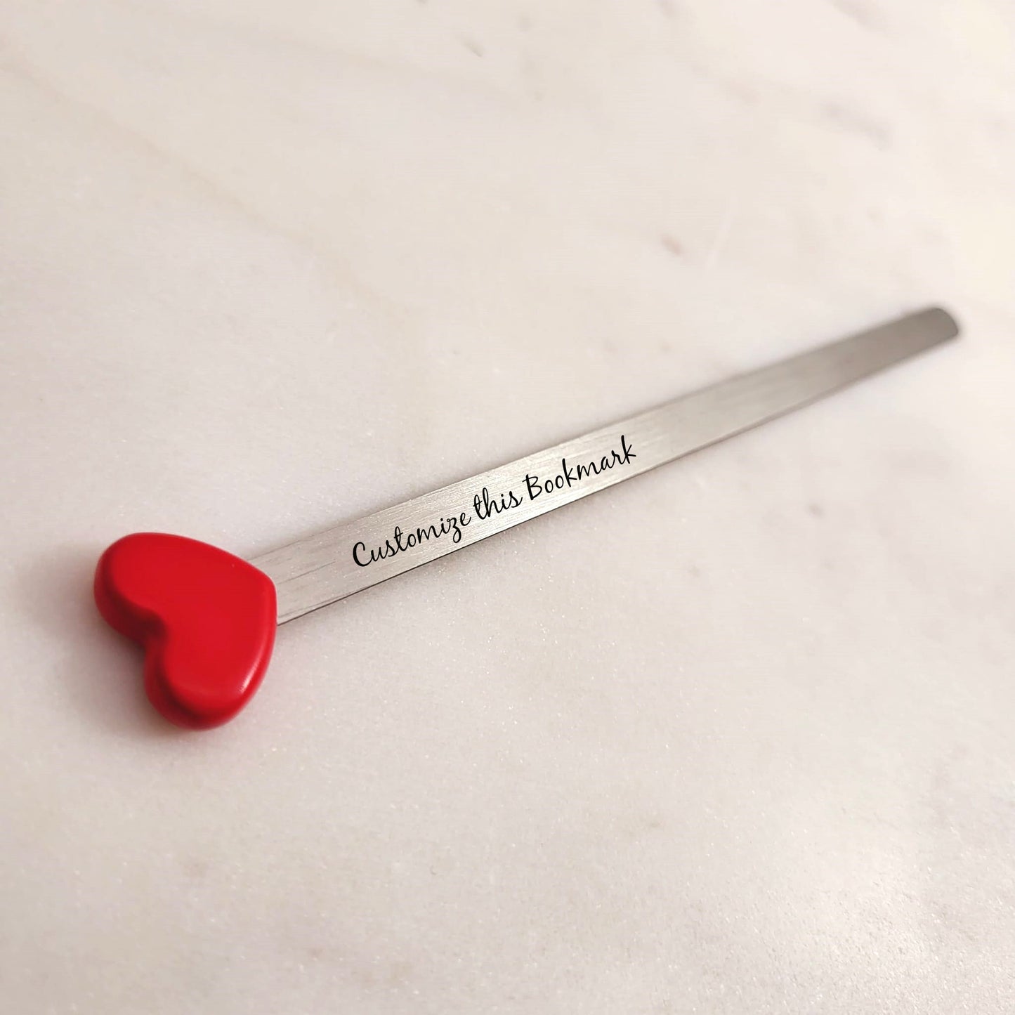 Customize a Red Sliver Romantic Love Heart Metal Bookmark