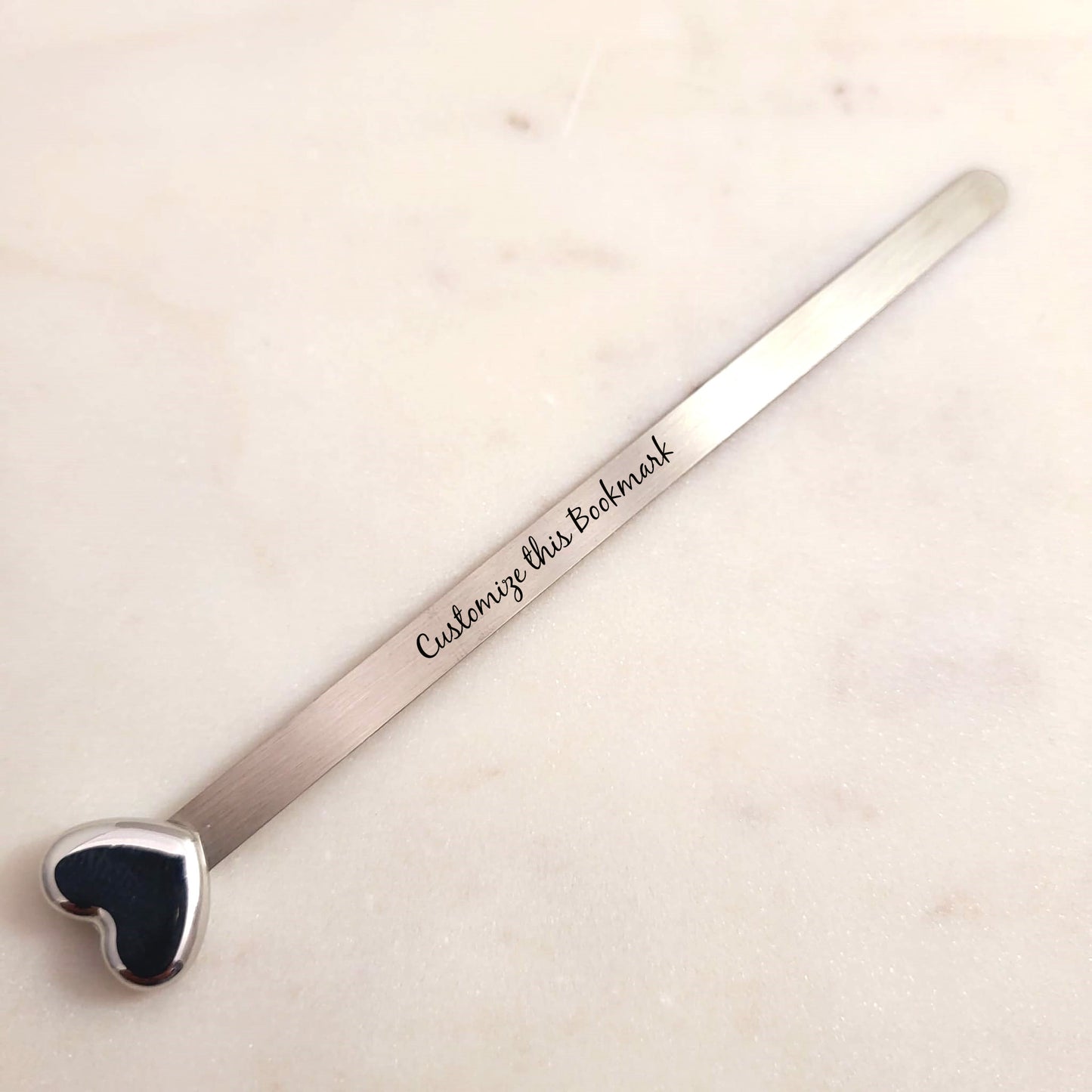 Customize a Red Sliver Romantic Love Heart Metal Bookmark