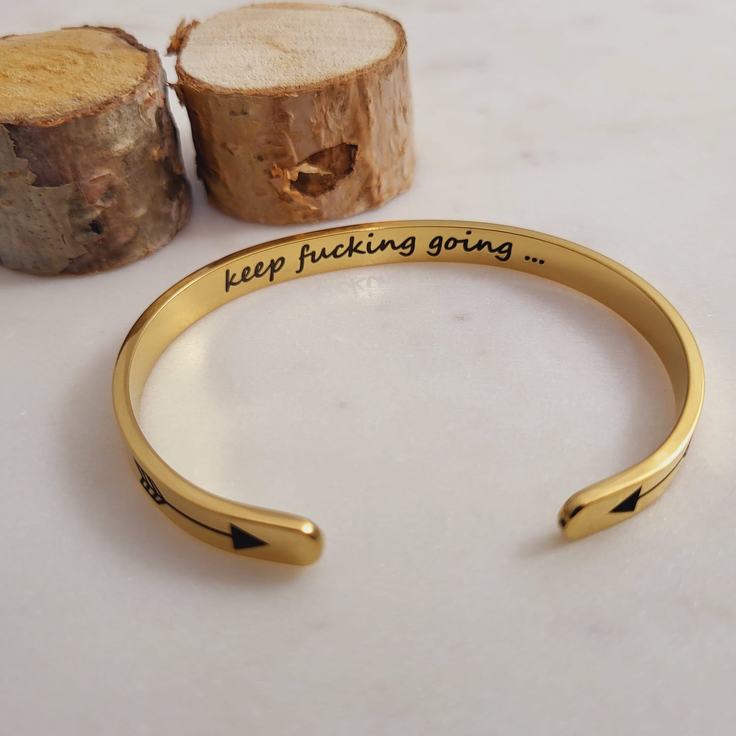 Keep Fucking going Inspirational Bracelet Cuff Bangle Mantra Quote Inscribed.