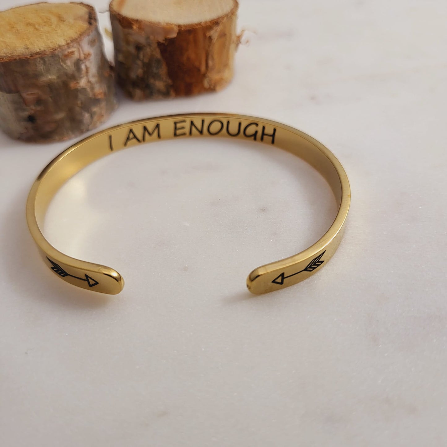 I am Enough Cuff Bangle - self-love, self-acceptance Inspirational Bracelet