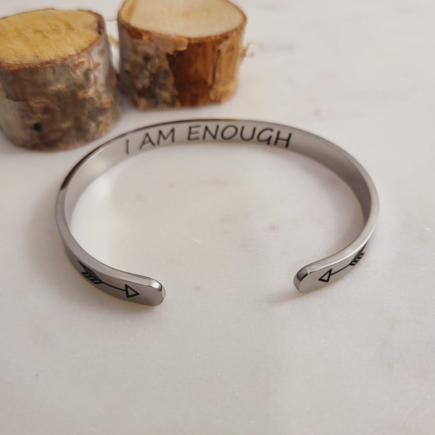 I am Enough Cuff Bangle - self-love, self-acceptance Inspirational Bracelet