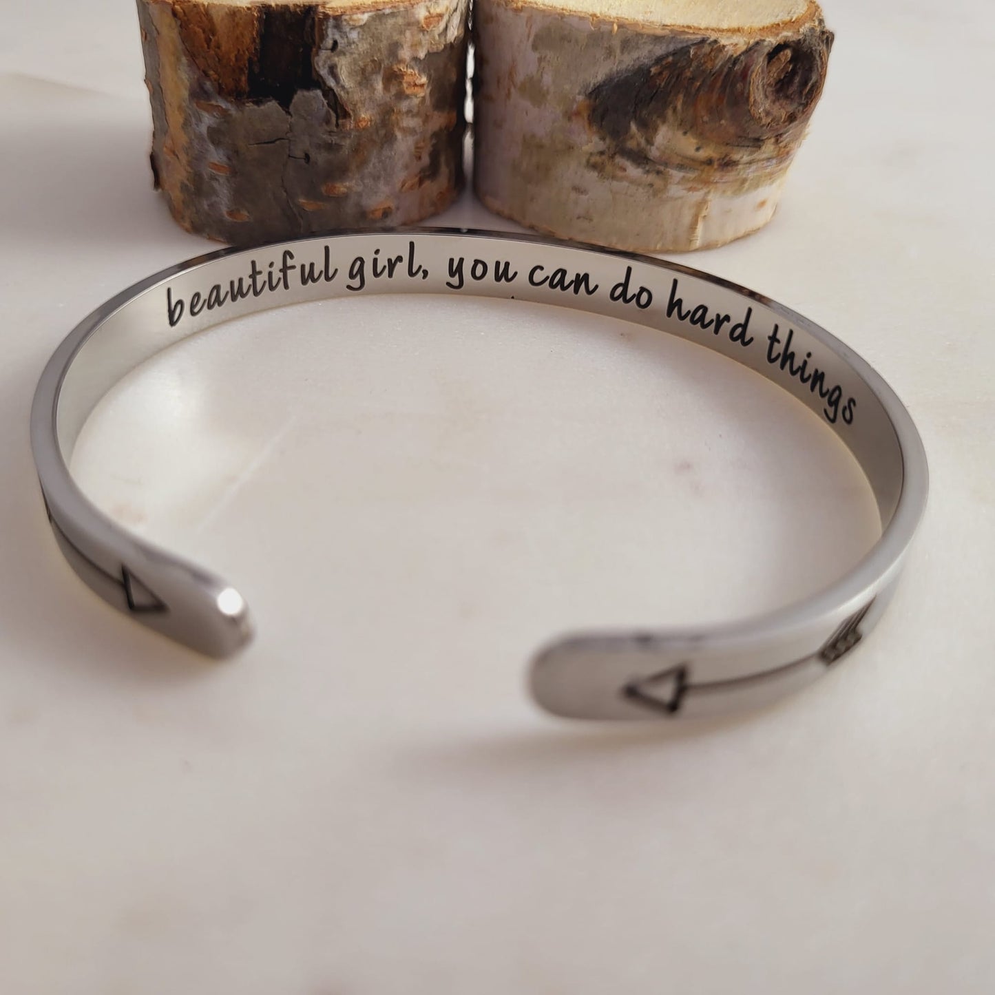 Girl Gifts - Beautiful Girl You Can Do Hard Things Inspirational Bracelet