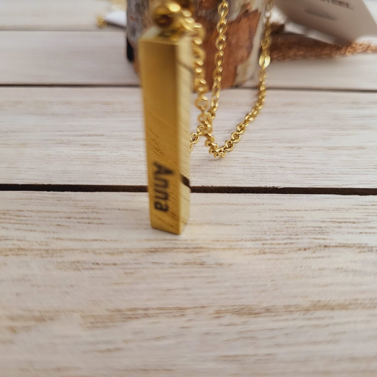 Personalized 3D Bar Pendant Necklace - Engraved 3d Bar Necklace - 3D Bar Name Necklace gift for Mom