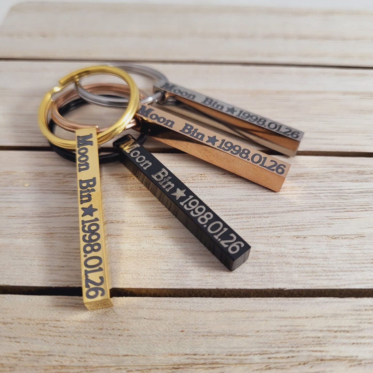 Moon Bin Birth Date Bar KEYCHAIN - For Moon Bin Memory