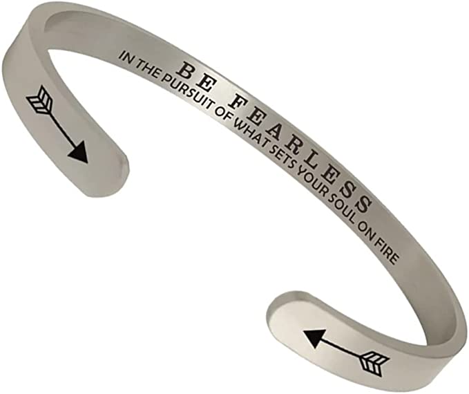 Meaningful Gift - Be Fearless Motivation Inspiring Mantra Bracelets cuffs Bangles