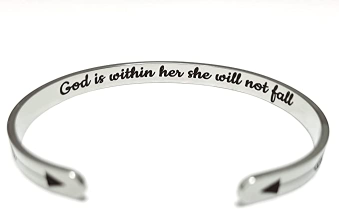 God is within her she will not Fall Bracelet Cuff