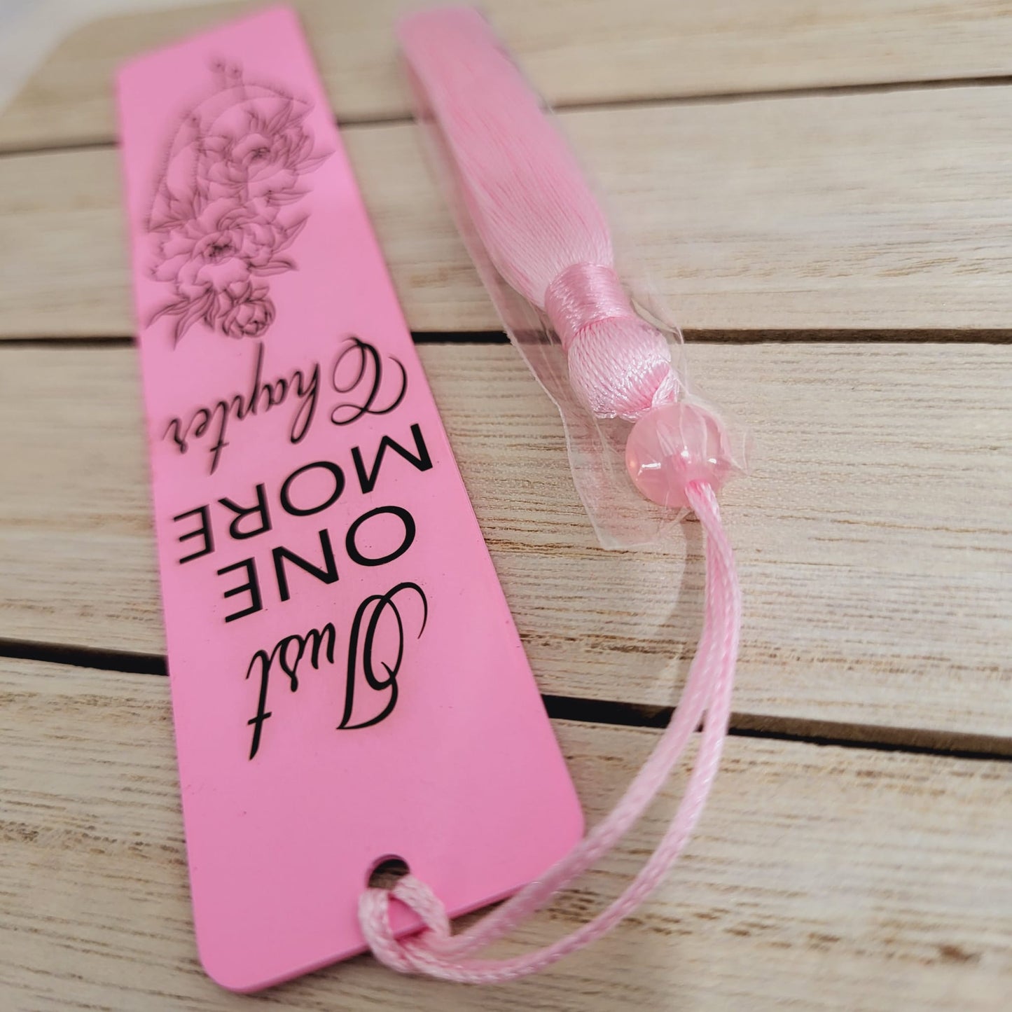 Pink Bookmarks - Just One More Chapter for Girls, Kids, Children, Women - Stainless Steel Bookmark with Pink Tassel