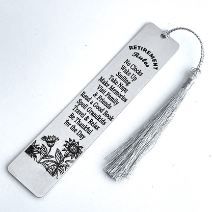 Retirement Bookmark for Men Women Coworker - Retirement Rules. No Clocks, Wake up smiling, Take Naps, Make Memories