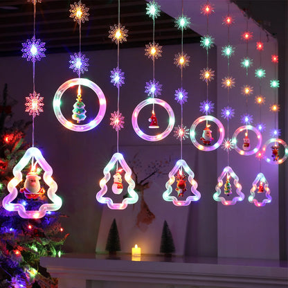 Christmas Window Santa Light Colorful LED Curtain Light 3m String Lights