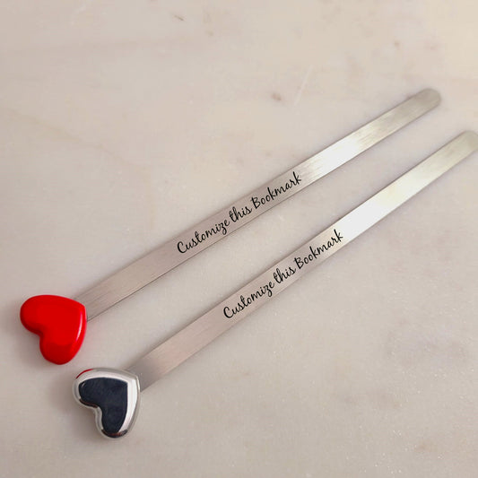 Customize a Red Sliver Romantic Love Heart Metal Bookmark