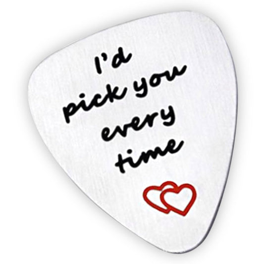 NationInFashion I'd Pick You Every Time Guitar Pick, Valentines Day Unisex coin Gifts for Him Her, High quality Stainless steel Musical Gift for musician - NationinFashion