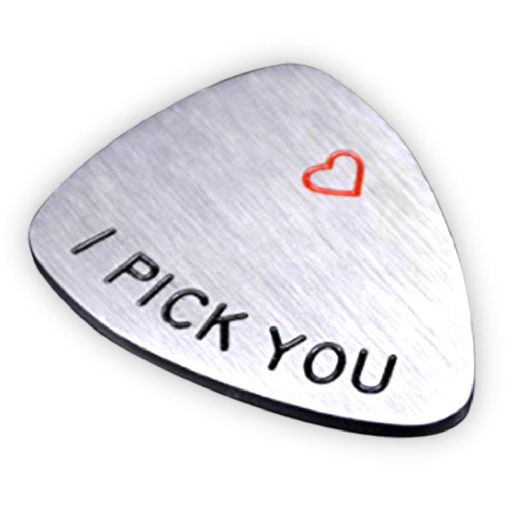 NationInFashion I PICK YOU Guitar Pick, Valentines Day coin Unisex Gifts for Him Her, High quality Stainless steel Musical Gift for musician - NationinFashion