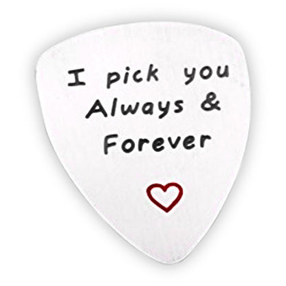 NationInFashion I Pick You Always And Forever Guitar Pick, Valentines Day coin Unisex Gifts for Him Her, High quality Stainless steel Musical Gift for musician - NationinFashion