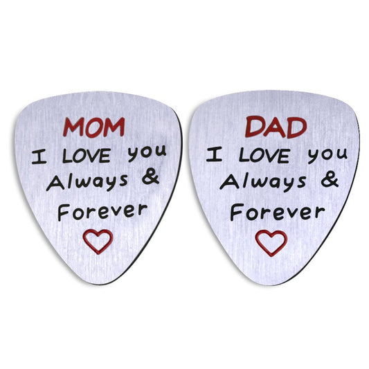 NationInFashion Perfect Fathers & Mother's Day gift from daughter or son. I love you always and forever. 2 Guitar Pick coin Deal for MOM DAD together. - NationinFashion