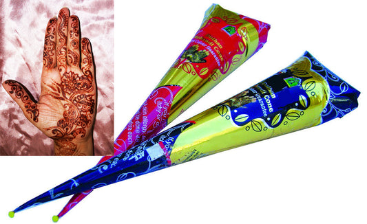 2 Henna Cones deal Ready Mixed Henna Tattoo Natural Pre Mixed Paste Hand Rolled Cone - NationinFashion