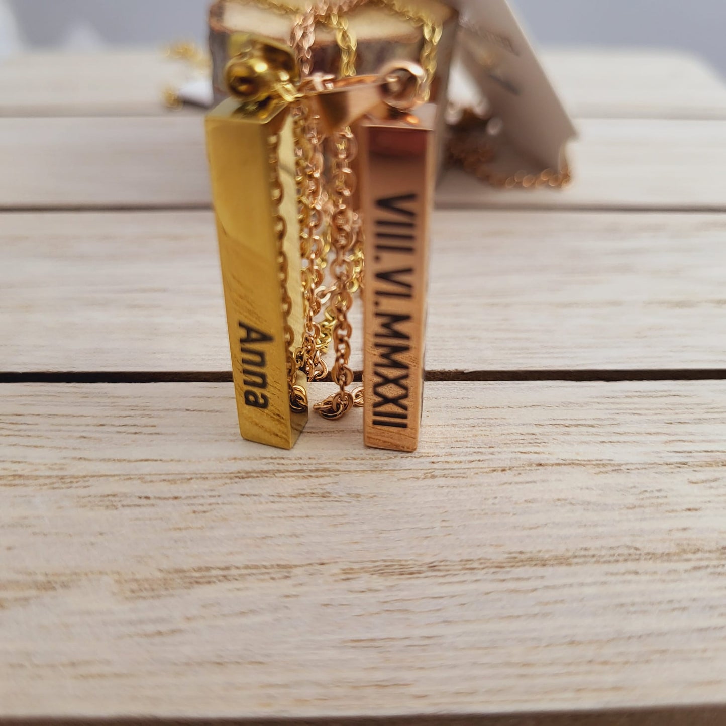 Personalized 3D Bar Pendant Necklace - Engraved 3d Bar Necklace - 3D Bar Name Necklace gift for Mom