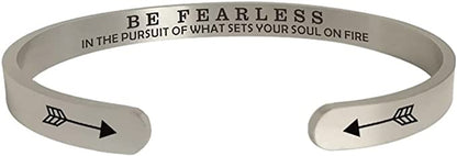 Meaningful Gift - Be Fearless Motivation Inspiring Mantra Bracelets cuffs Bangles