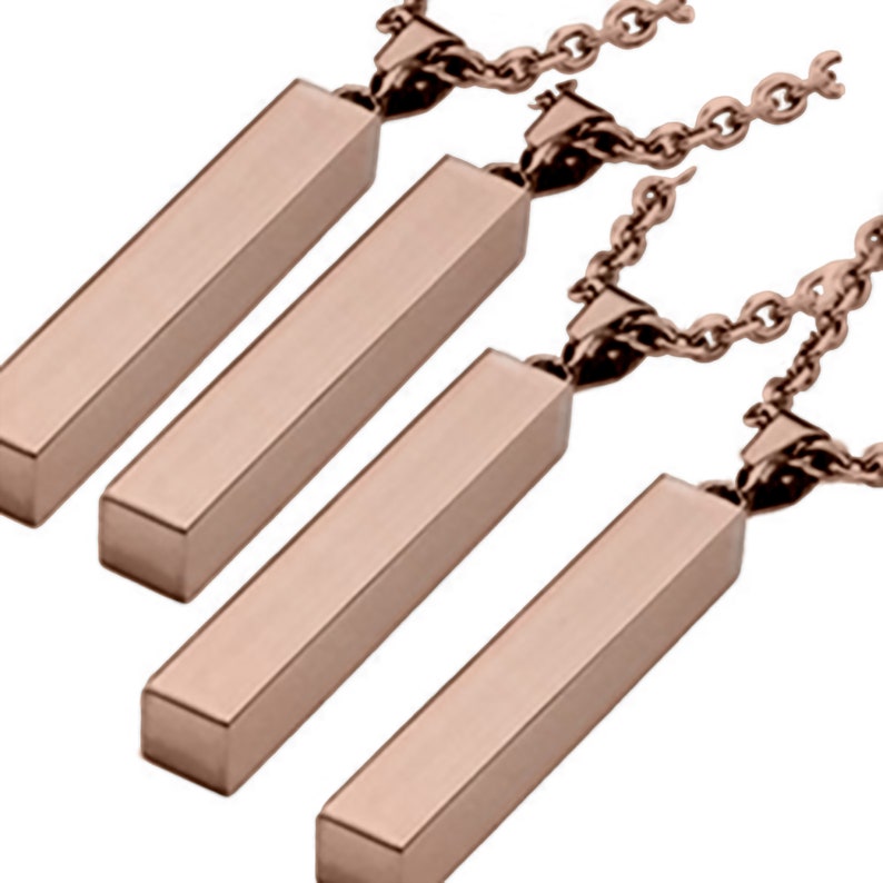 4 Pack Stainless bar Necklace Blank - Laser Engraving Blanks Rose Gold, Steel Silver & Gold