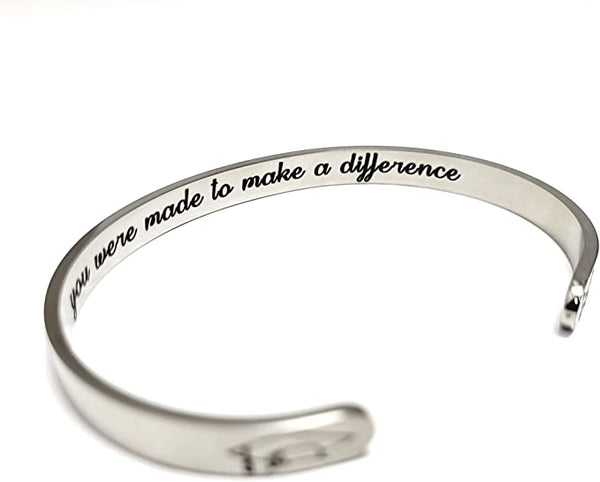 Girls inspirational gift - Girl You were made to make a difference Bracelet Cuff Inspirational Graduation Gift for Women Girls